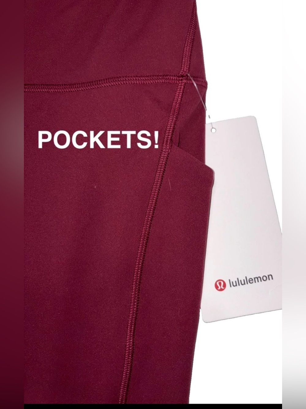NWT*LULULEMON*SIZE 6*ALIGN HIGH RISE 25” PANT*POCKETS*AUTHENTIC*BURGUNDY BAY - Picture 9 of 16